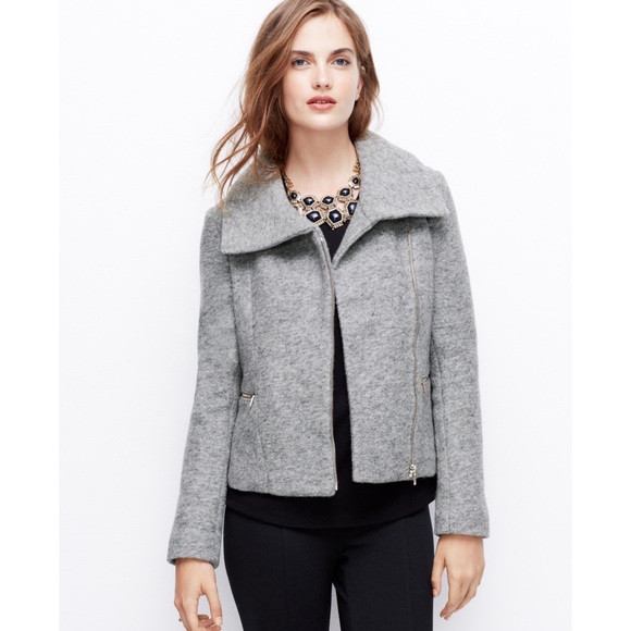 Ann Taylor Jackets & Blazers - Ann Taylor Gray Wool Blend Moto Jacket